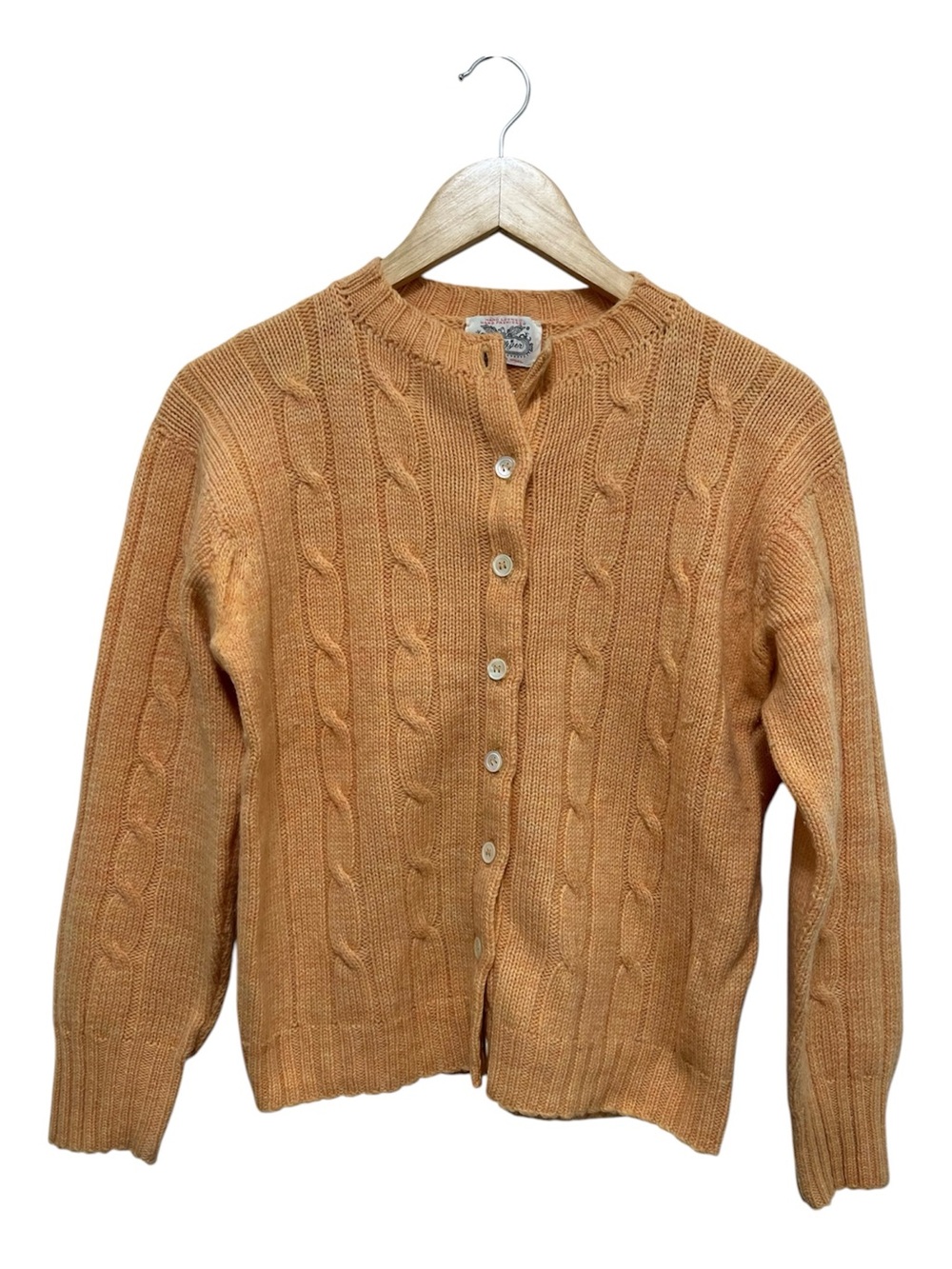 Vintage 100% Virgin Wool Hand Loomed Cable Knit Cardigan Sweater